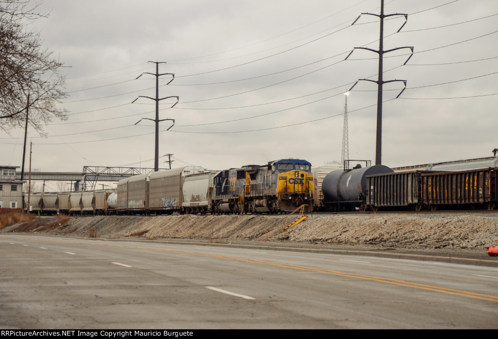 CSX Locomotives in the Yard leading a train